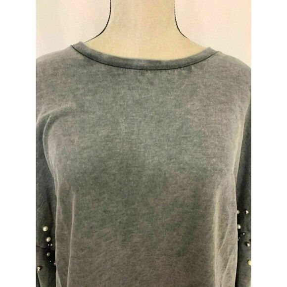 Zara Womens Solid Gray Pearl Long Sleeve Oversized Crew Neck Sweater Top Small - Picture 2 of 9